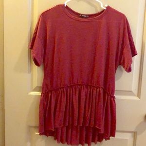 NWOT peplum T-shirt maroon